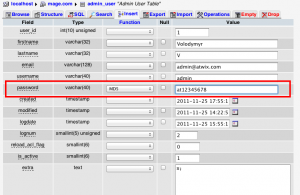 Database Screenshot reset password first step