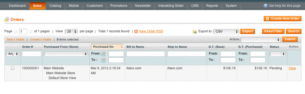 Magento 1 Admin Panel. Sales - Srcset=