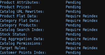 Terminal Screenshot with Indexes status