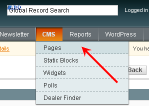 Screenshot of admin panel where the editor of the CMS pages