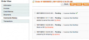 Magento admin - Comments History Section