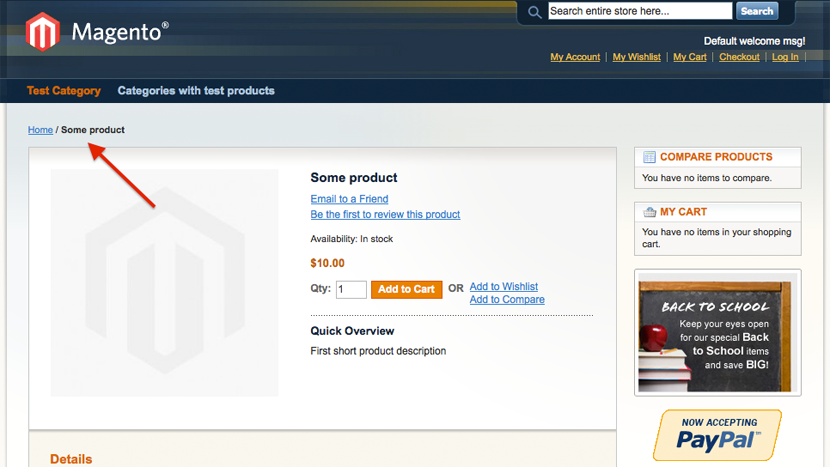 Typical Product's breadcrumb