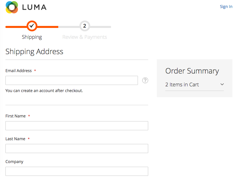 Magento2 checkout