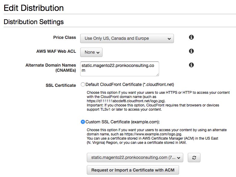 Edit distribution settings