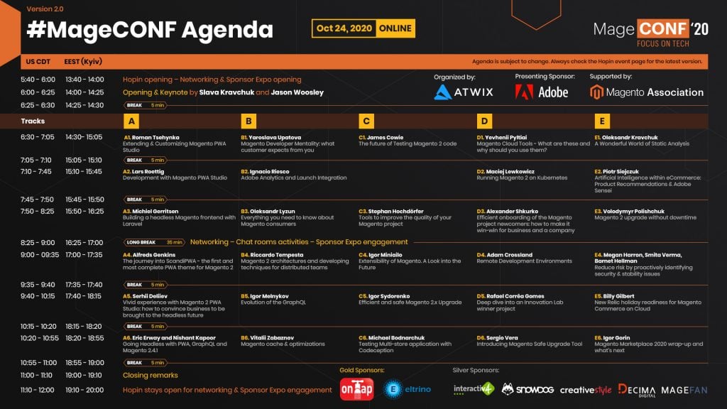 MageCONF agenda