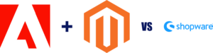 Magento Adobe Commerce VS Shopware logos