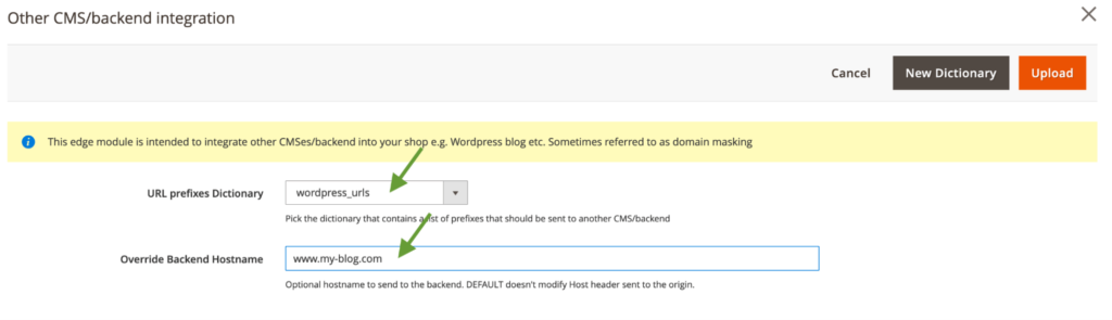 configuring url prefixes dictionary and overriding backend hostname