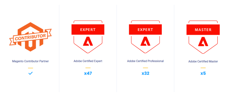 Certifications given to Atwix for our Magento work. This is the kind of thing you should look for in a development partner.