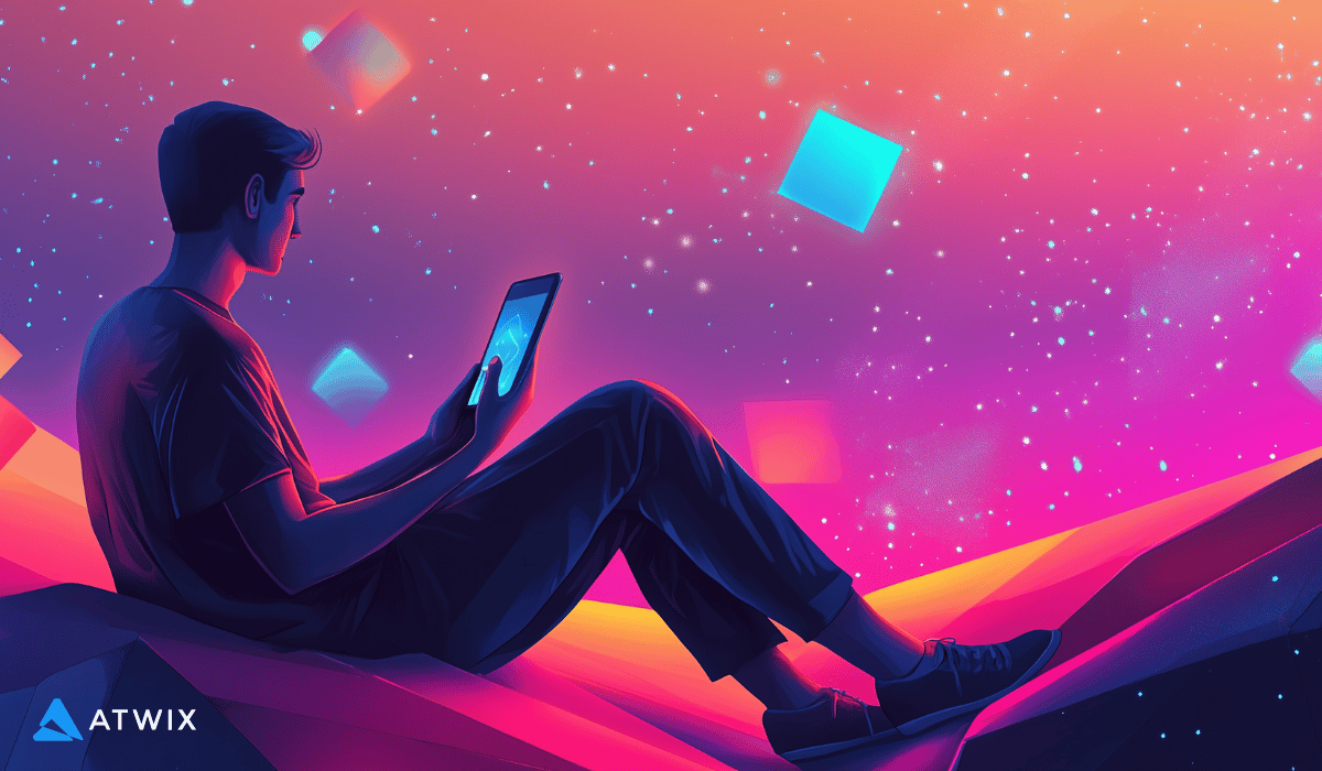 Man-watching-a-video-seo | Atwix Man Watching a Video on Smartphone - Illustration