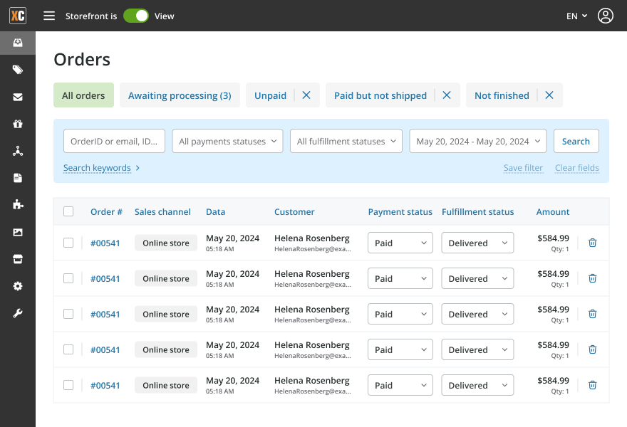 Orders | Atwix Xcart Dashboard