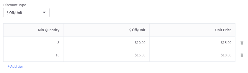 a Screenshot of the Bulk Pricing Feature of Bigcommerce