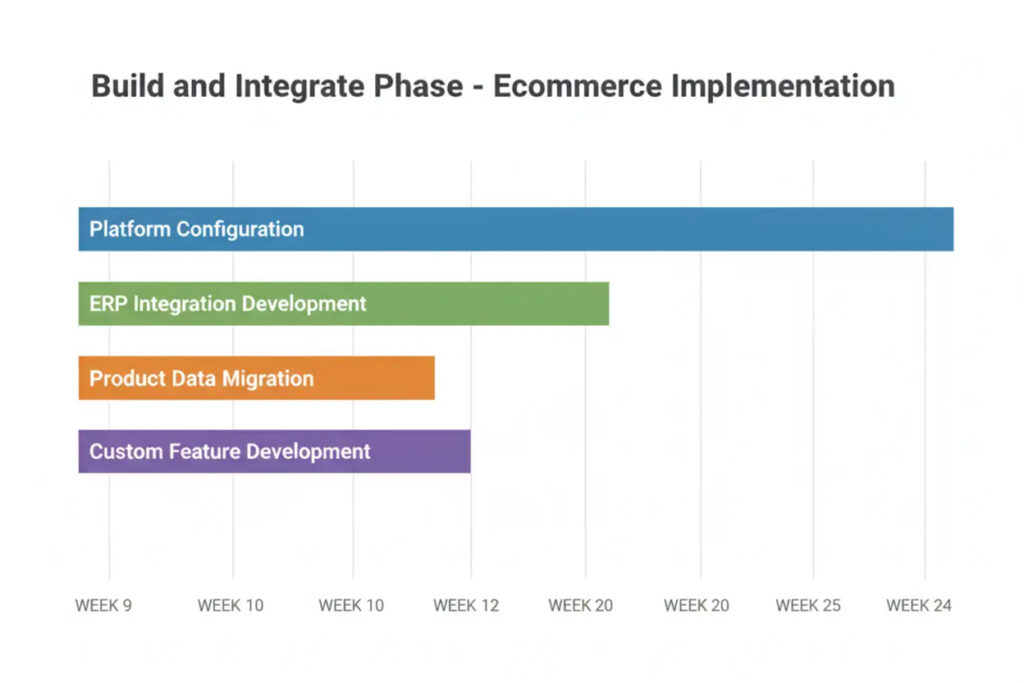 Gantt Chart Showing the Overlapping Phases of Development in Ecommerce for Manufacturing Companies