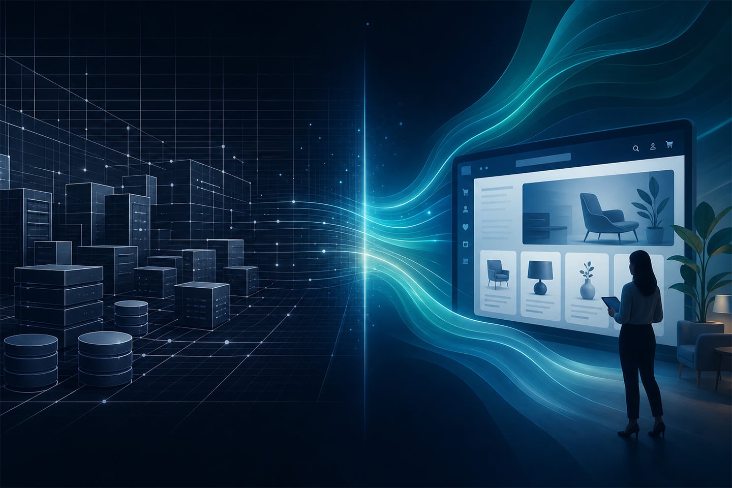 Ecommerce-portal-development-approaches-contrasted | Atwix Ecommerce Portal Development Approaches Contrasted, Showing an It-focused Approach on the Left and a Customer-focused Approach on the Right
